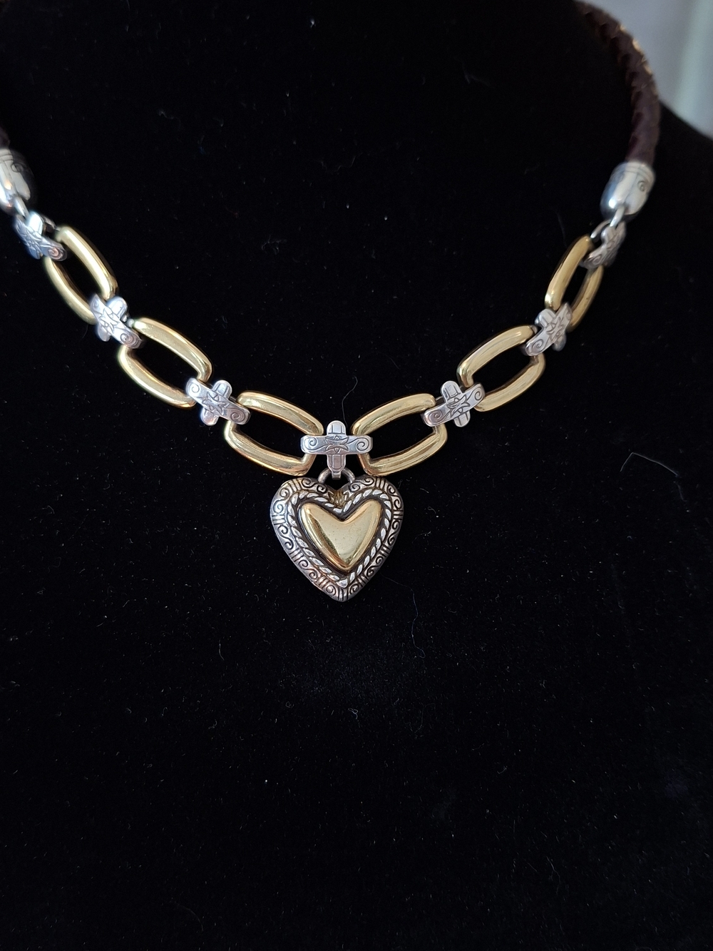 BRIGHTON Heart Pendant Chain Necklace in Gold and Silver - Women Jewelry